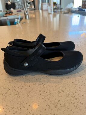 JSport Everyday Slip-On Black Melody Mary Jane Flats with Adjustable Strap 6.5